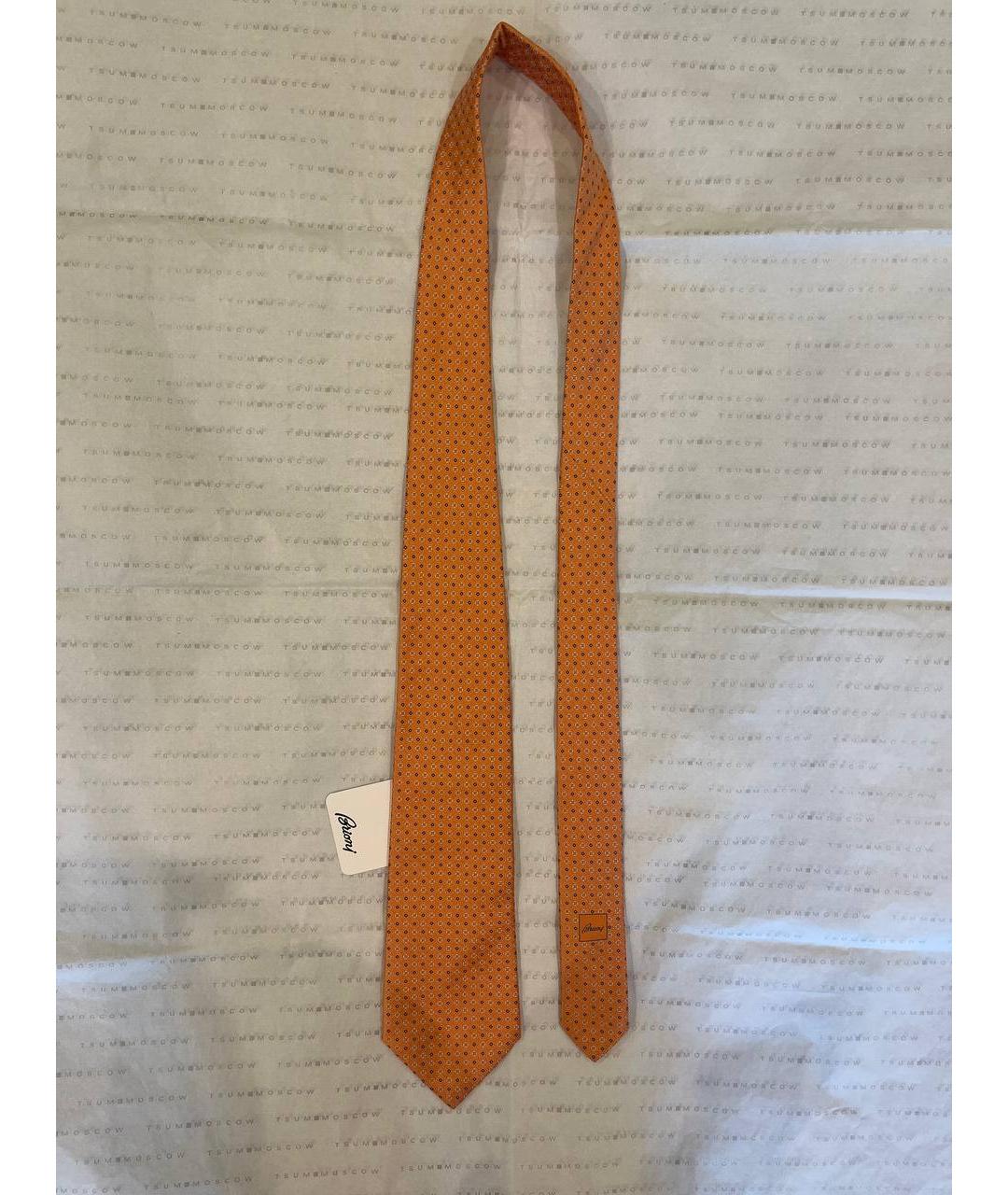 BRIONI Оранжевый шелковый галстук, фото 6