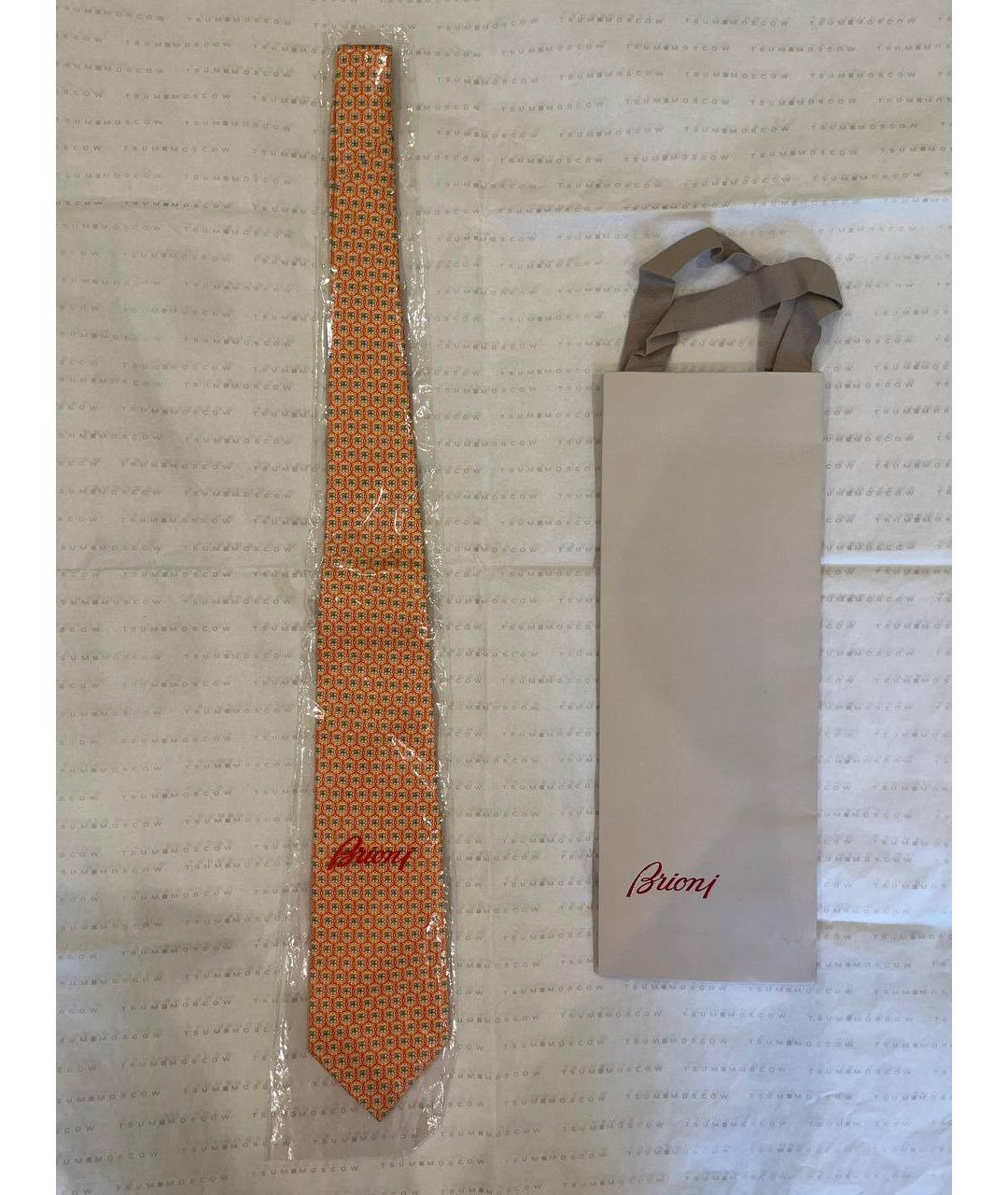 BRIONI Оранжевый шелковый галстук, фото 2