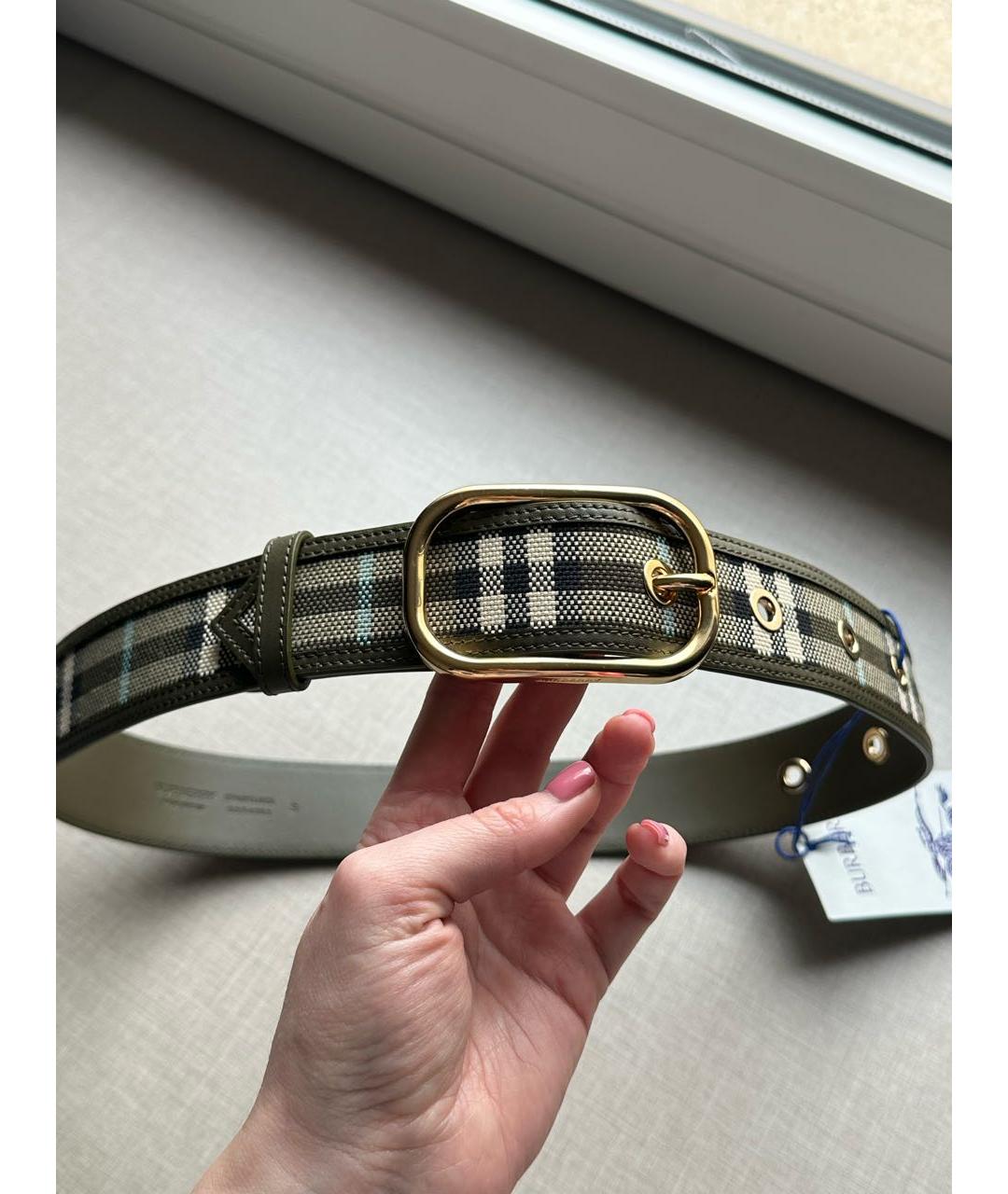 BURBERRY Хаки кожаный ремень, фото 4