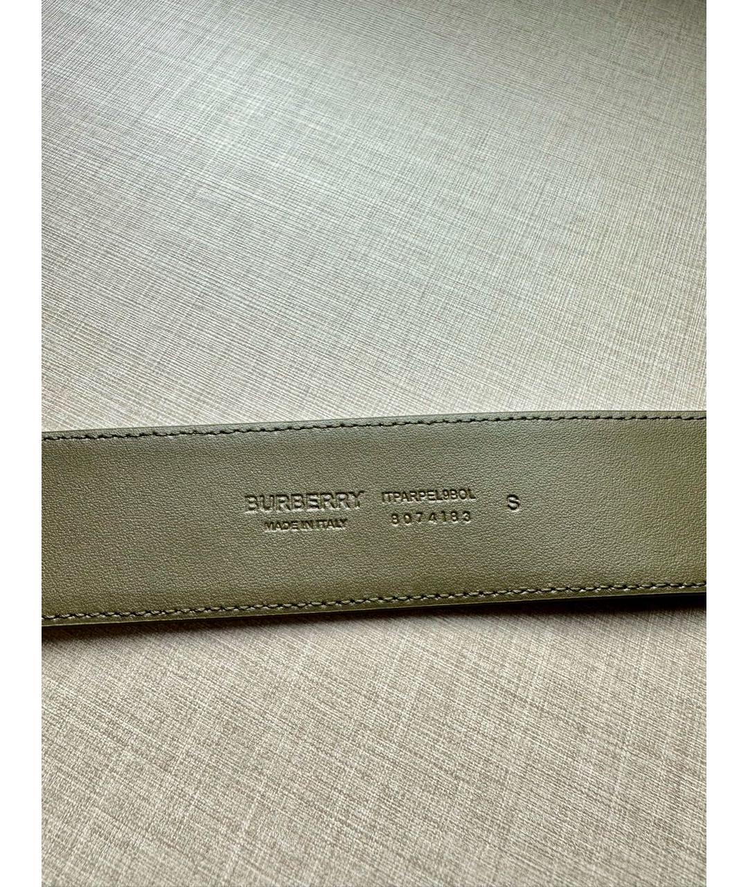 BURBERRY Хаки кожаный ремень, фото 3
