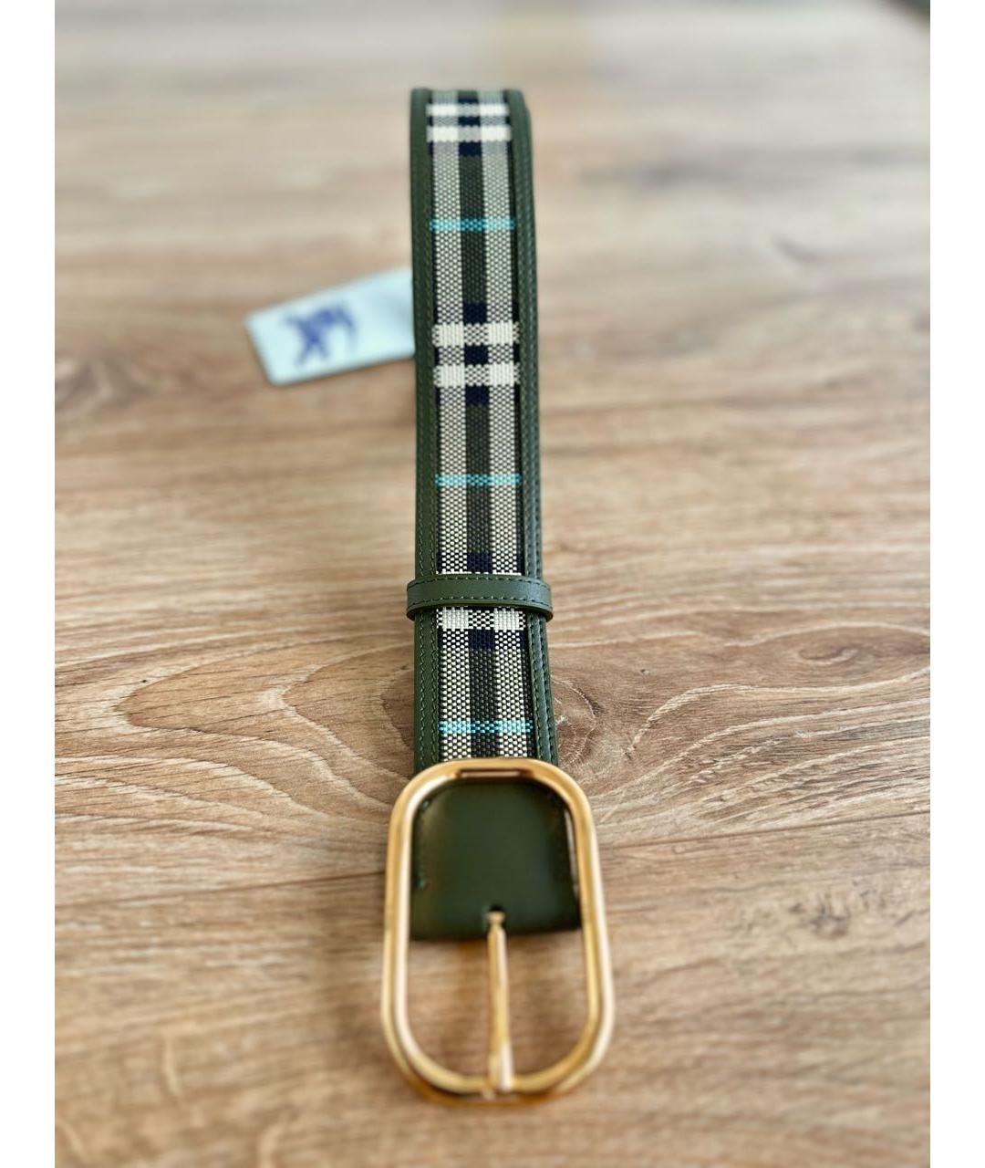 BURBERRY Хаки кожаный ремень, фото 5