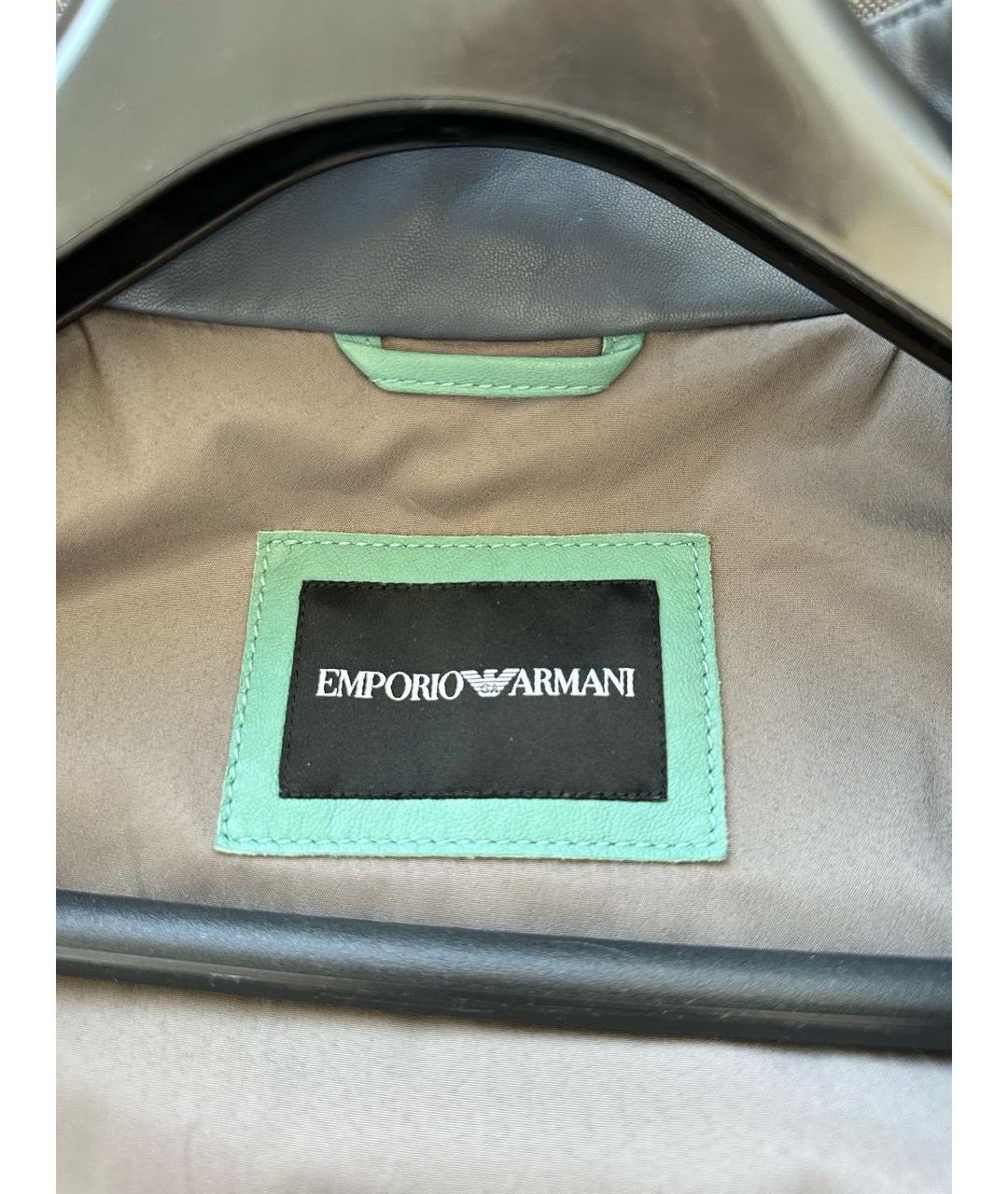 EMPORIO ARMANI Зеленая кожаная куртка, фото 7