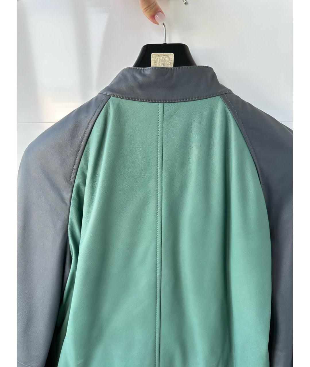 EMPORIO ARMANI Зеленая кожаная куртка, фото 4