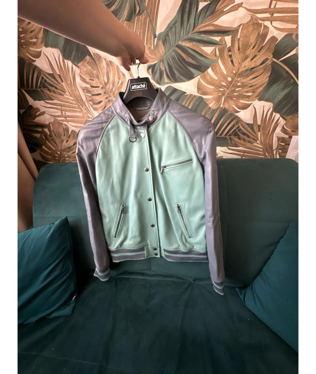 EMPORIO ARMANI Зеленая кожаная куртка, фото 2