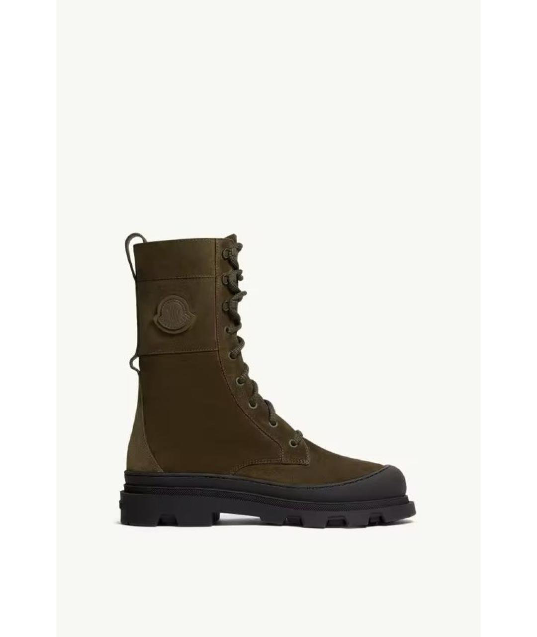 MONCLER Хаки кожаные ботинки, фото 7
