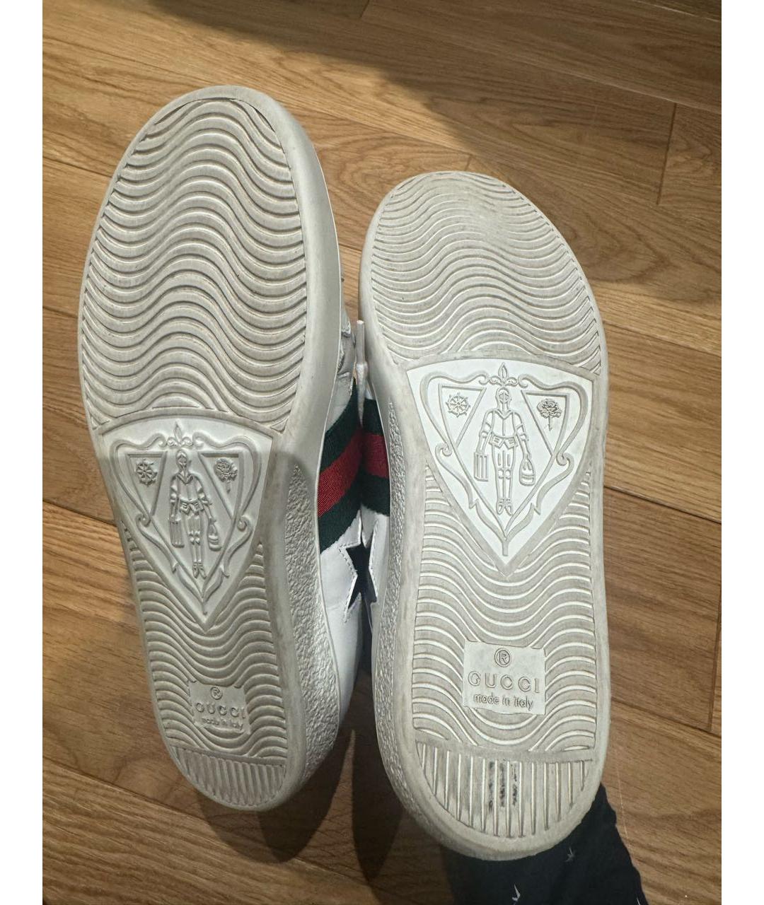 GUCCI Белые кожаные кеды, фото 3