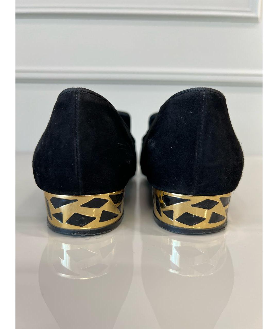 CASADEI Черные замшевые лодочки на низком каблуке, фото 4