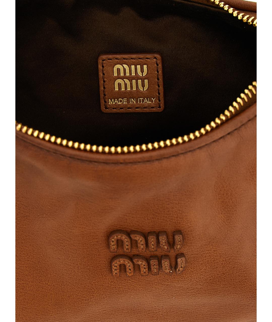 MIU MIU Коричневая кожаная сумка через плечо, фото 4