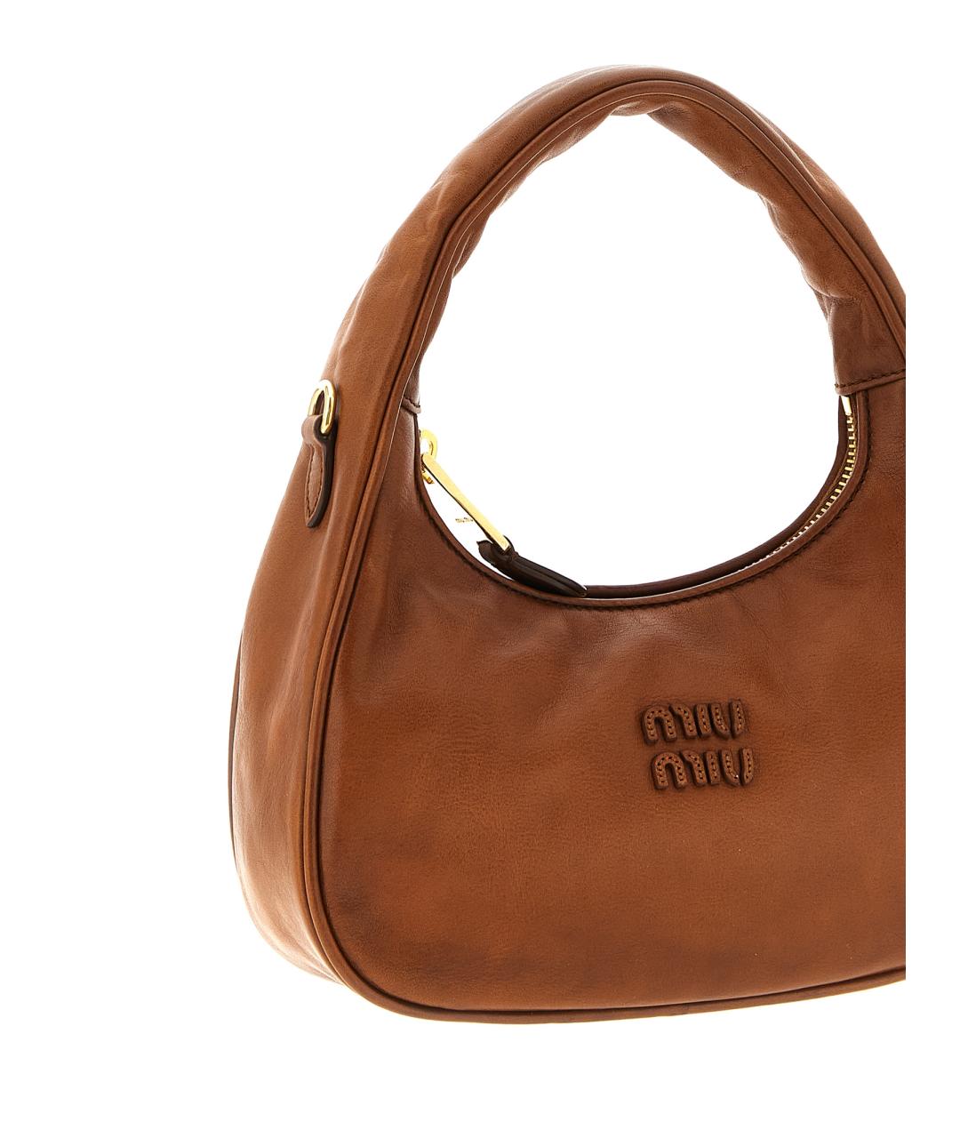 MIU MIU Коричневая кожаная сумка через плечо, фото 3