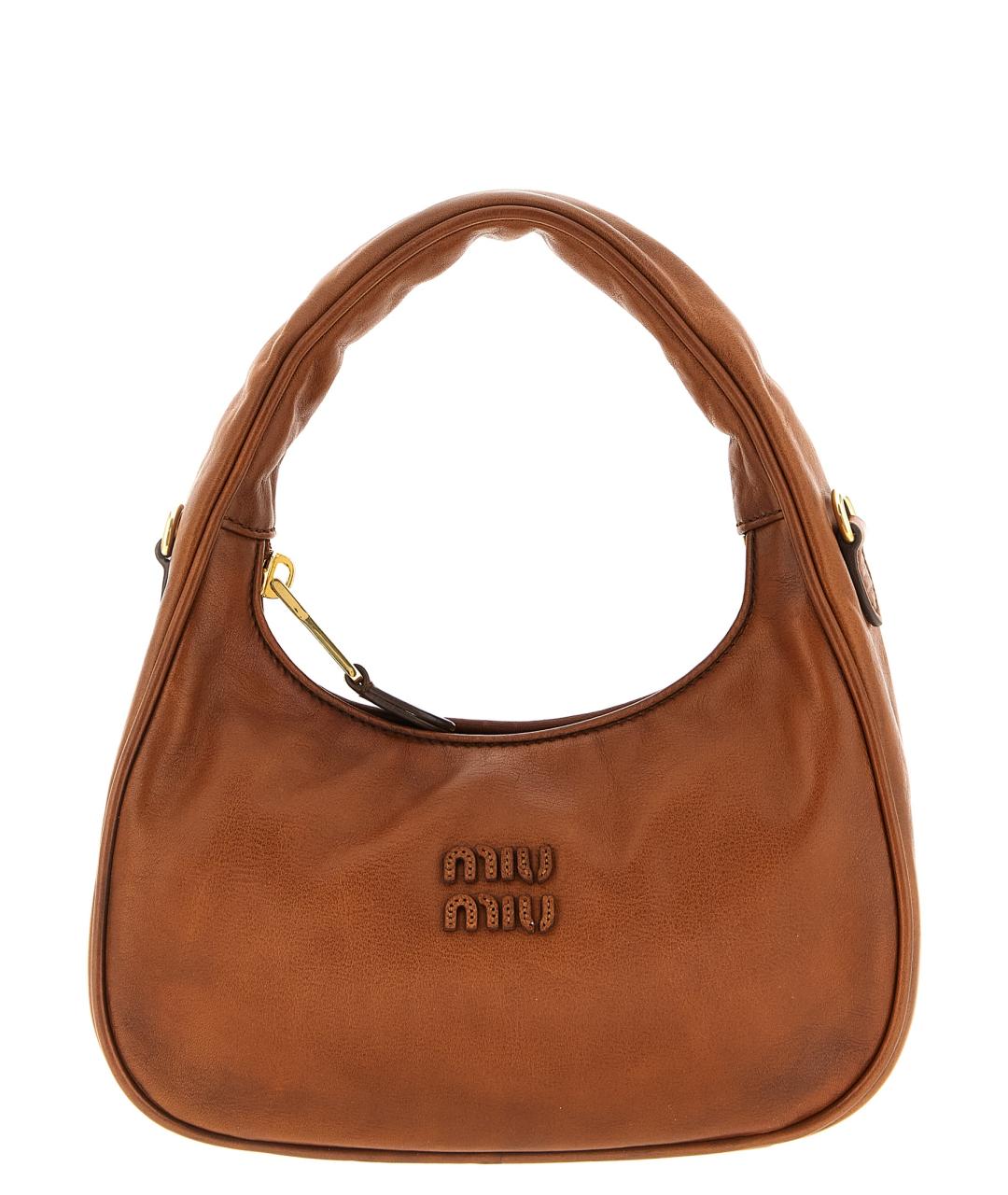 MIU MIU Коричневая кожаная сумка через плечо, фото 1