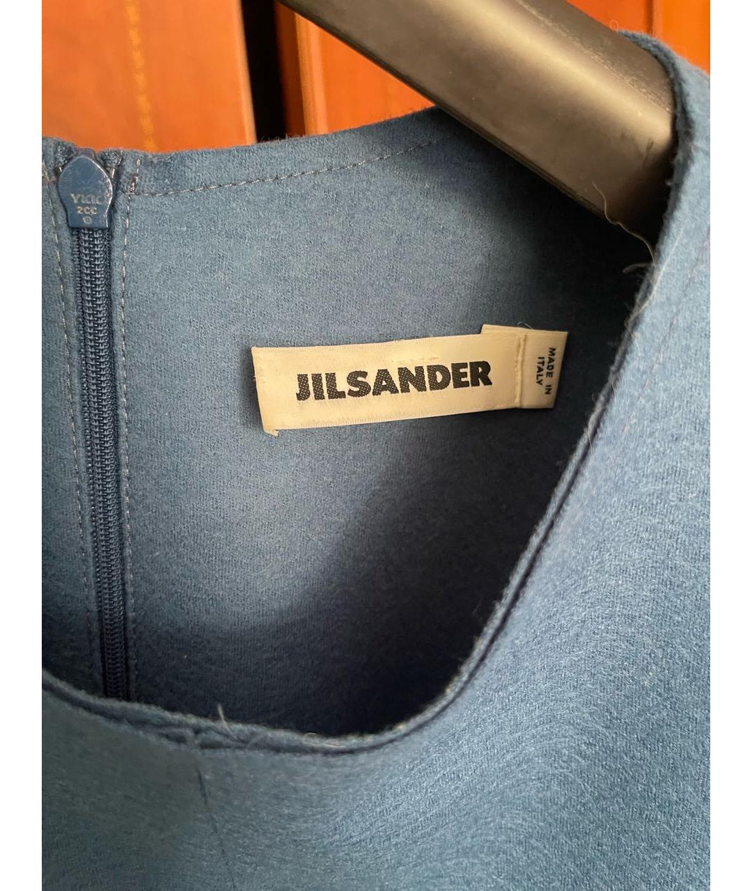 JIL SANDER Голубое шерстяное повседневное платье, фото 4