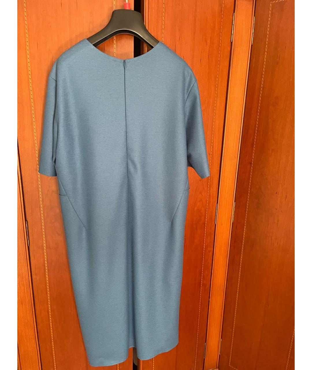JIL SANDER Голубое шерстяное повседневное платье, фото 2