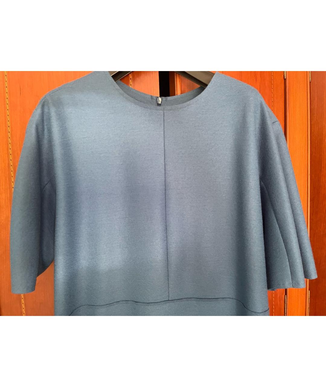 JIL SANDER Голубое шерстяное повседневное платье, фото 3