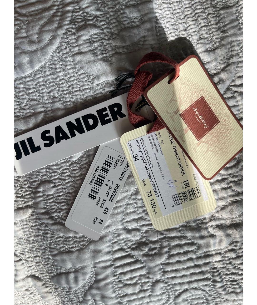 JIL SANDER Голубое шерстяное повседневное платье, фото 6
