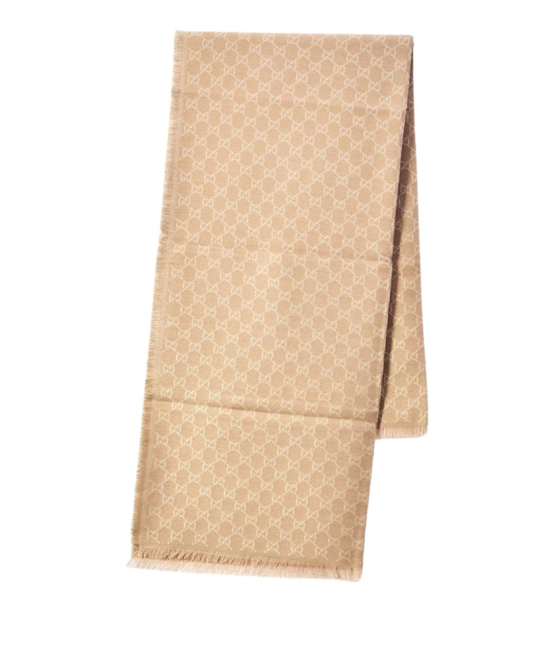 GUCCI Бежевый шерстяной шарф, фото 1