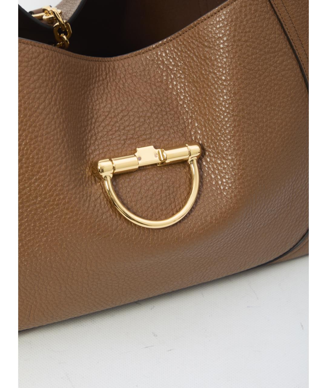 GUCCI Коричневая кожаная сумка через плечо, фото 4