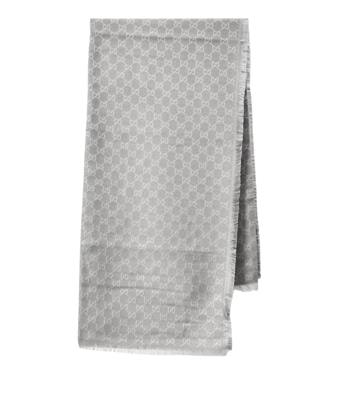GUCCI Серый шерстяной шарф, фото 1