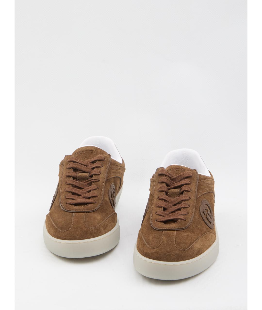 GUCCI Бежевые кожаные низкие кроссовки / кеды, фото 5