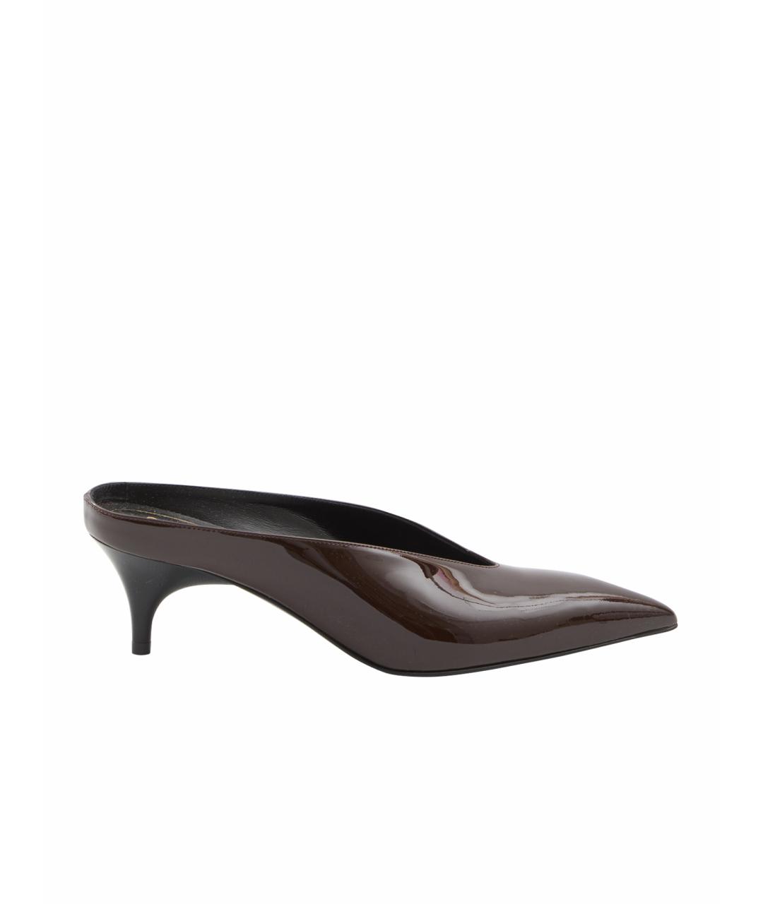 GUCCI Коричневые мюли из лакированной кожи, фото 6