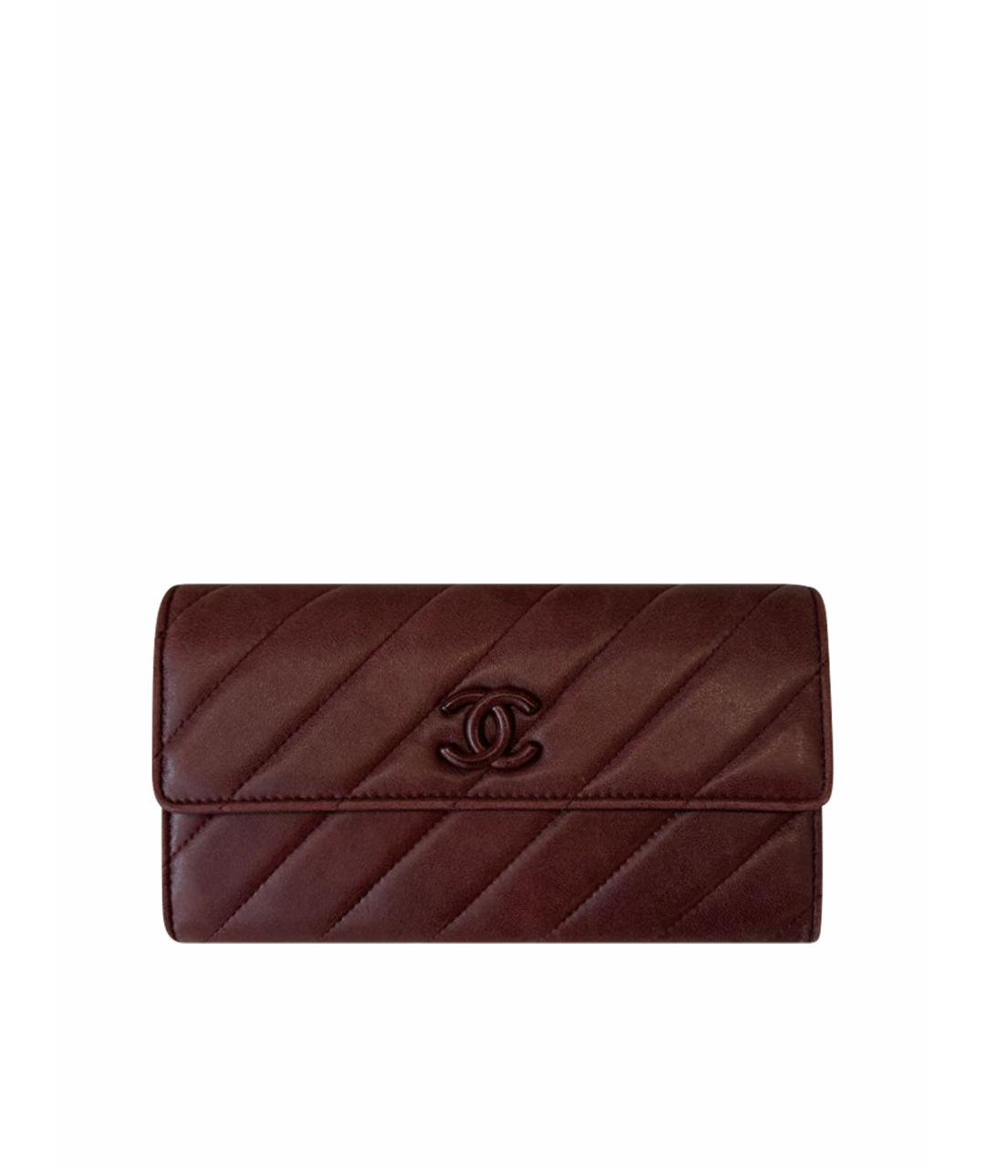 CHANEL Коричневый кожаный кошелек, фото 1