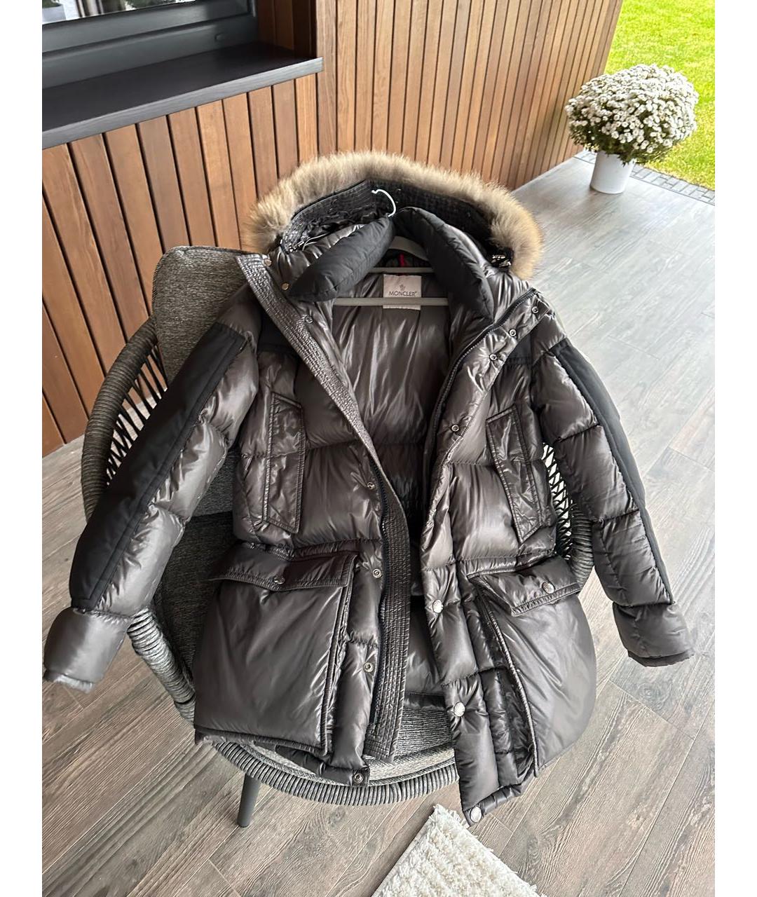 MONCLER Антрацитовый меховой пуховик, фото 7