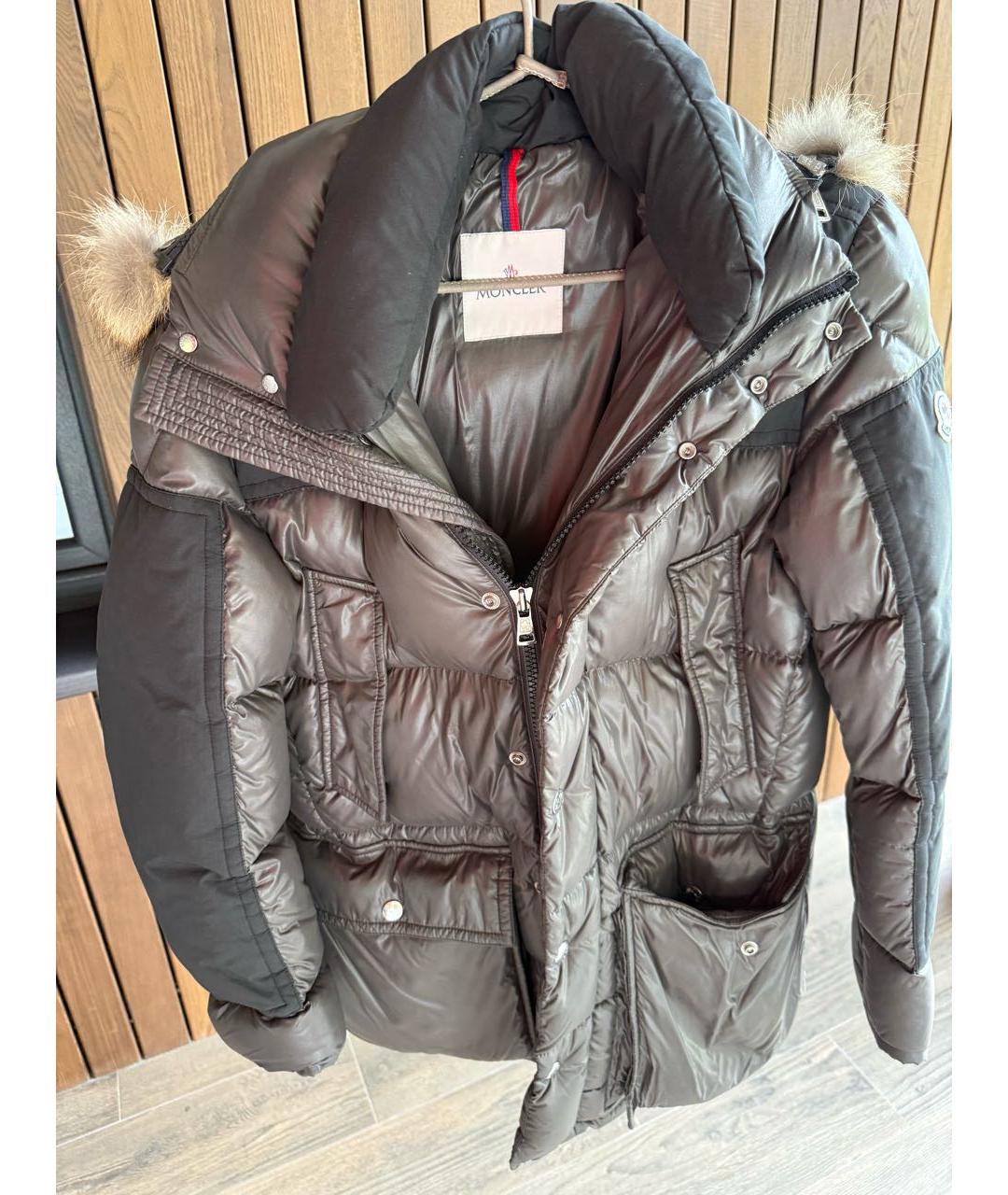 MONCLER Антрацитовый меховой пуховик, фото 8