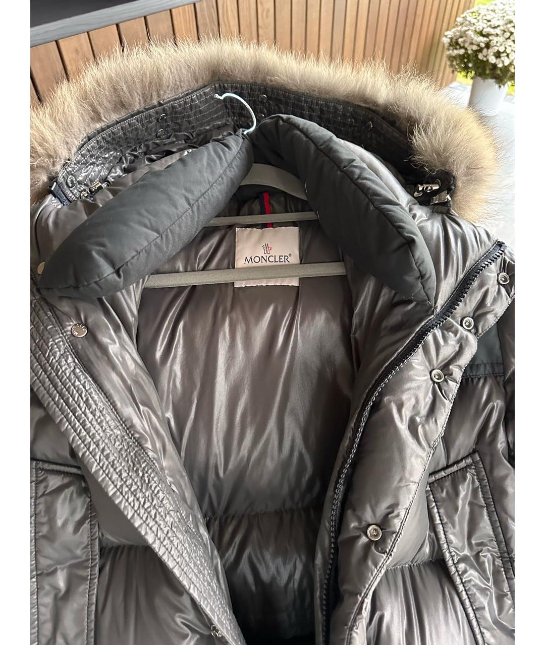 MONCLER Антрацитовый меховой пуховик, фото 8
