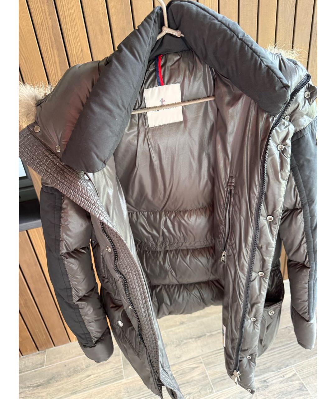 MONCLER Антрацитовый меховой пуховик, фото 5