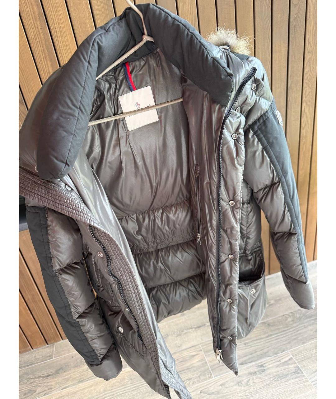 MONCLER Антрацитовый меховой пуховик, фото 2
