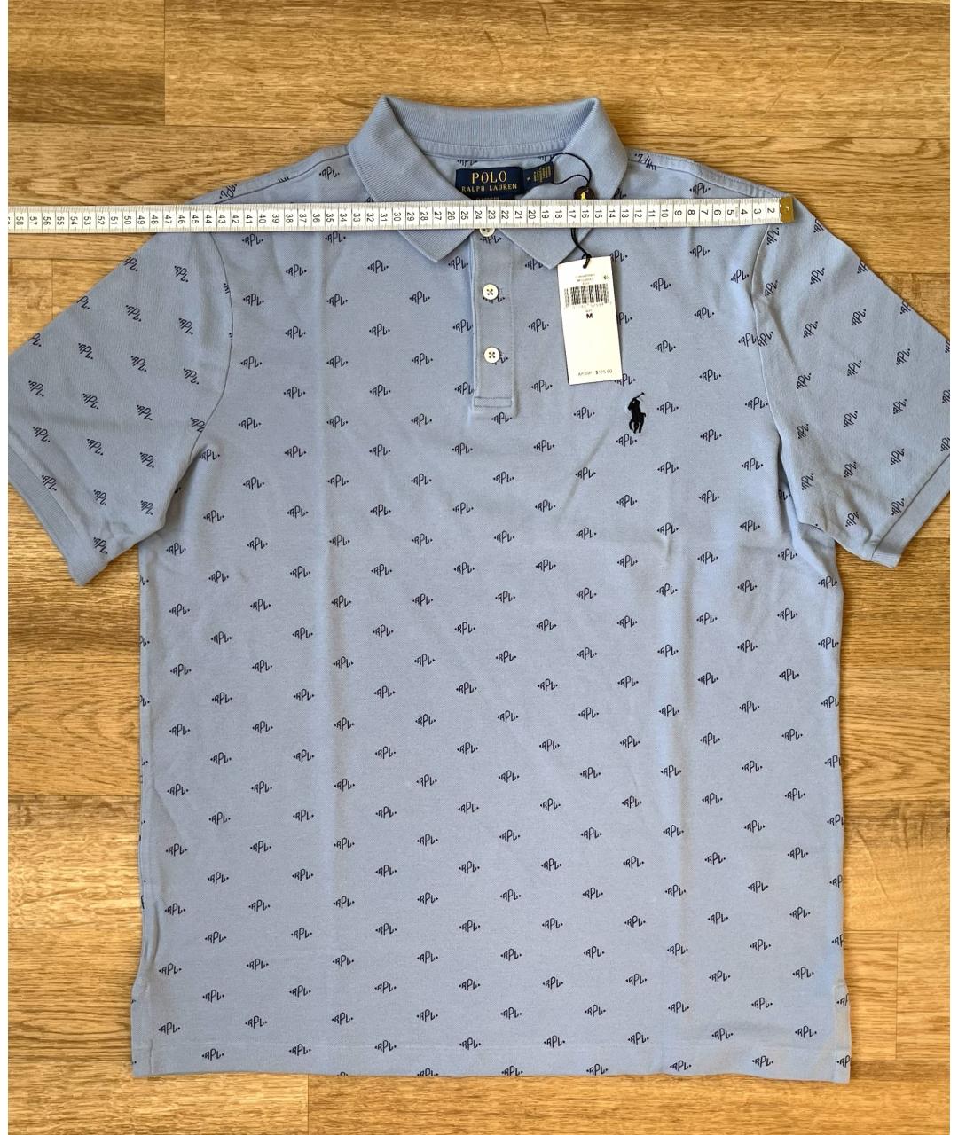 POLO RALPH LAUREN Голубое хлопковое поло с коротким рукавом, фото 7
