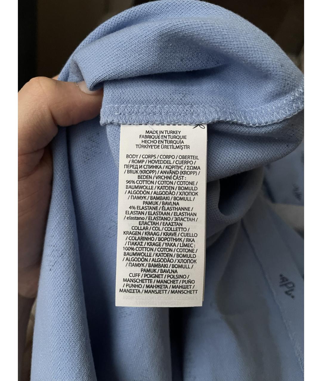 POLO RALPH LAUREN Голубое хлопковое поло с коротким рукавом, фото 5