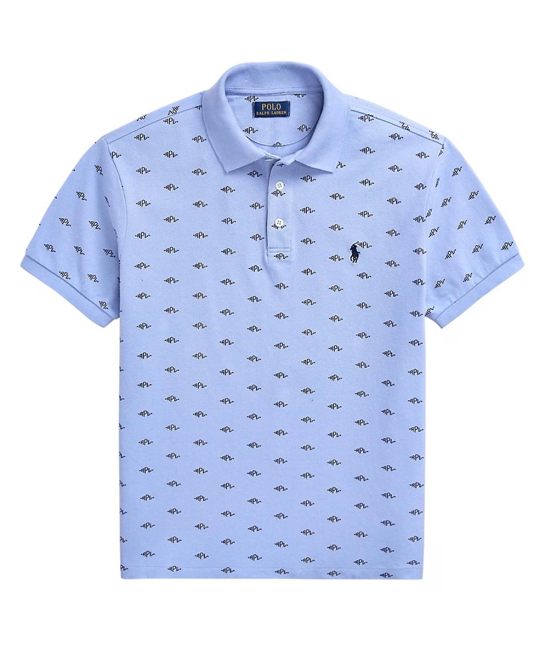 POLO RALPH LAUREN Голубое хлопковое поло с коротким рукавом, фото 1