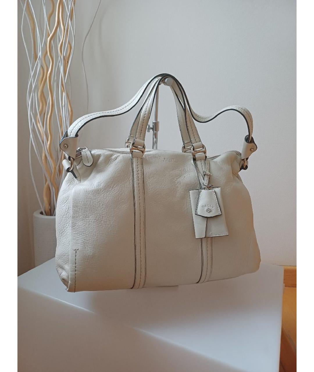 BALLY Белая кожаная сумка тоут, фото 3