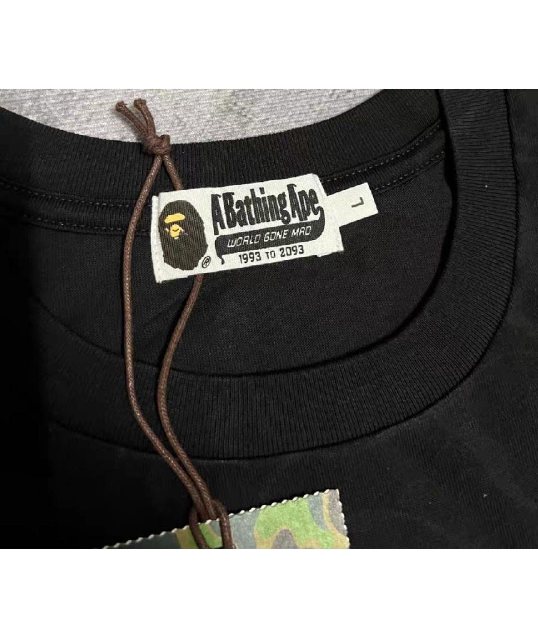 A BATHING APE Черная хлопковая футболка, фото 5