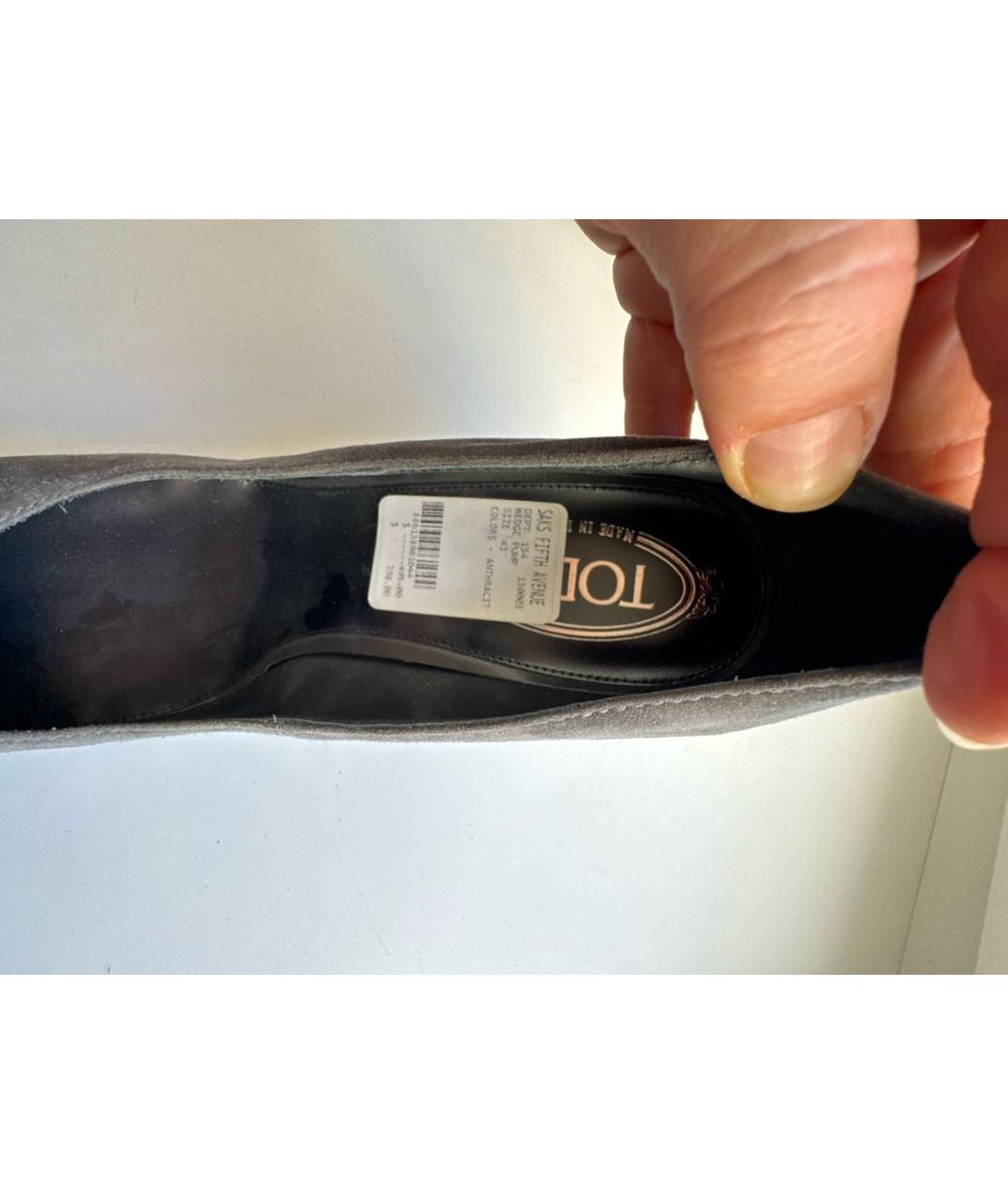 TOD'S Антрацитовые замшевые туфли, фото 7