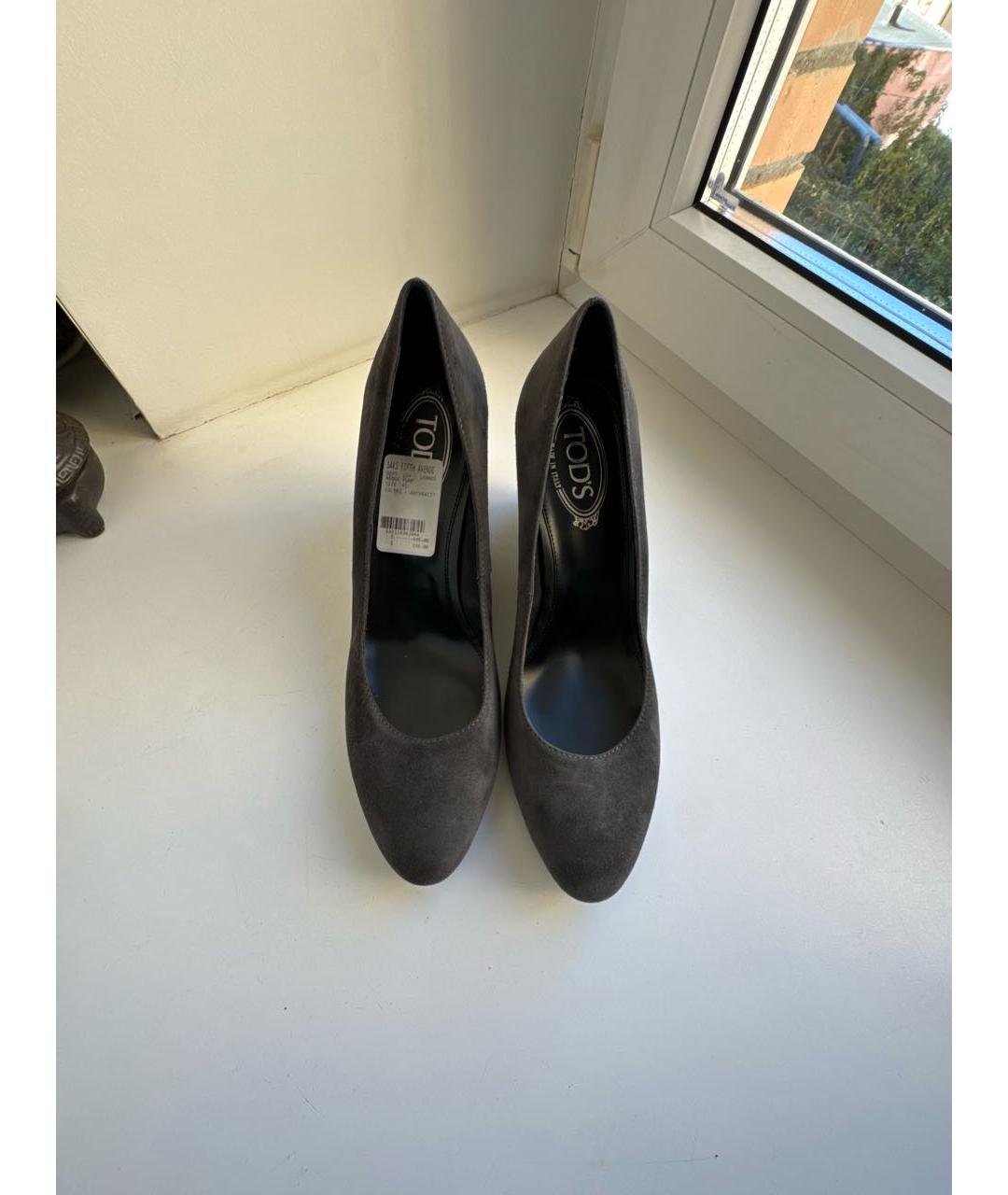 TOD'S Антрацитовые замшевые туфли, фото 2