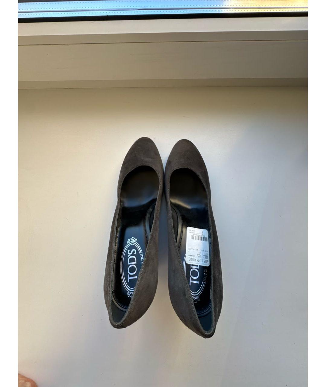 TOD'S Антрацитовые замшевые туфли, фото 3