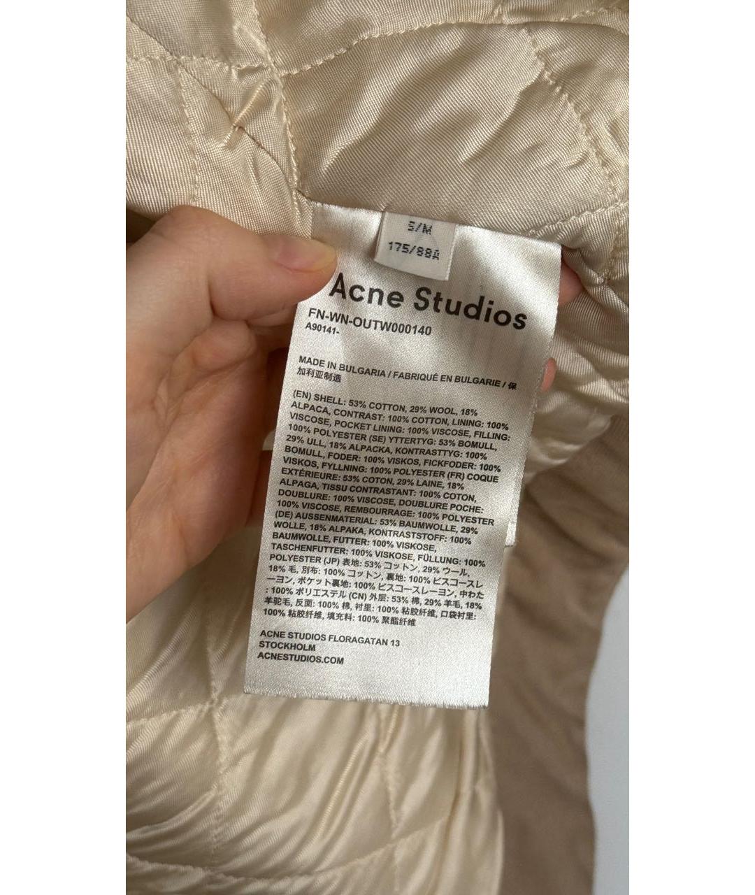 ACNE STUDIOS Бежевое шерстяное пальто, фото 4