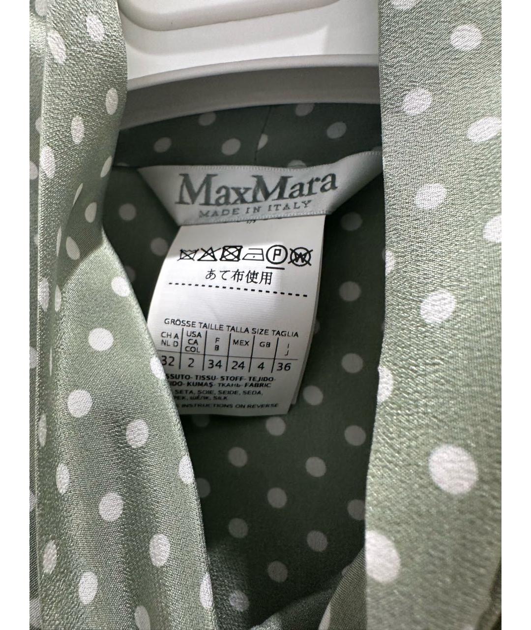 MAX MARA Зеленая шелковая блузы, фото 4