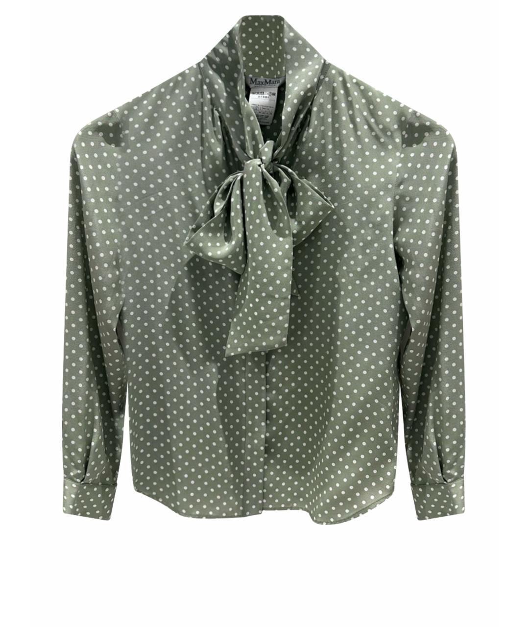 MAX MARA Зеленая шелковая блузы, фото 1