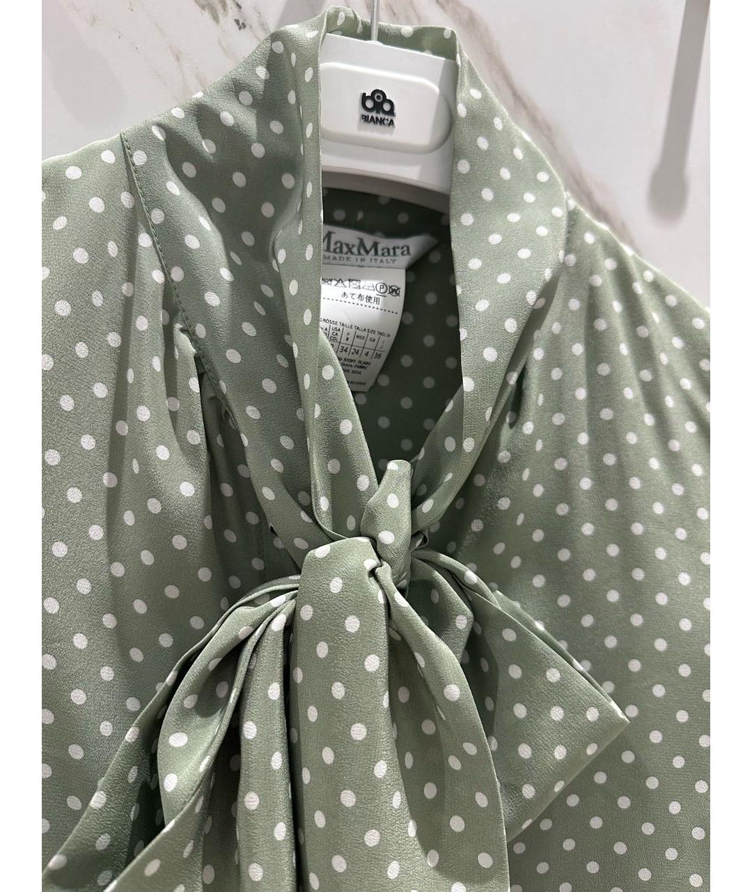 MAX MARA Зеленая шелковая блузы, фото 3