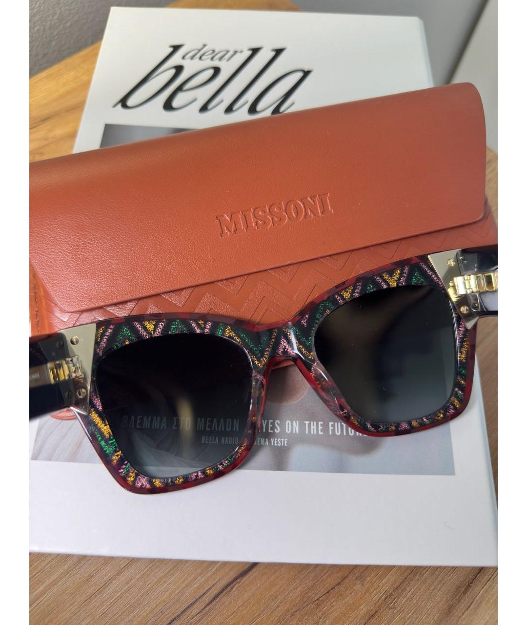 MISSONI Бордовые пластиковые солнцезащитные очки, фото 4