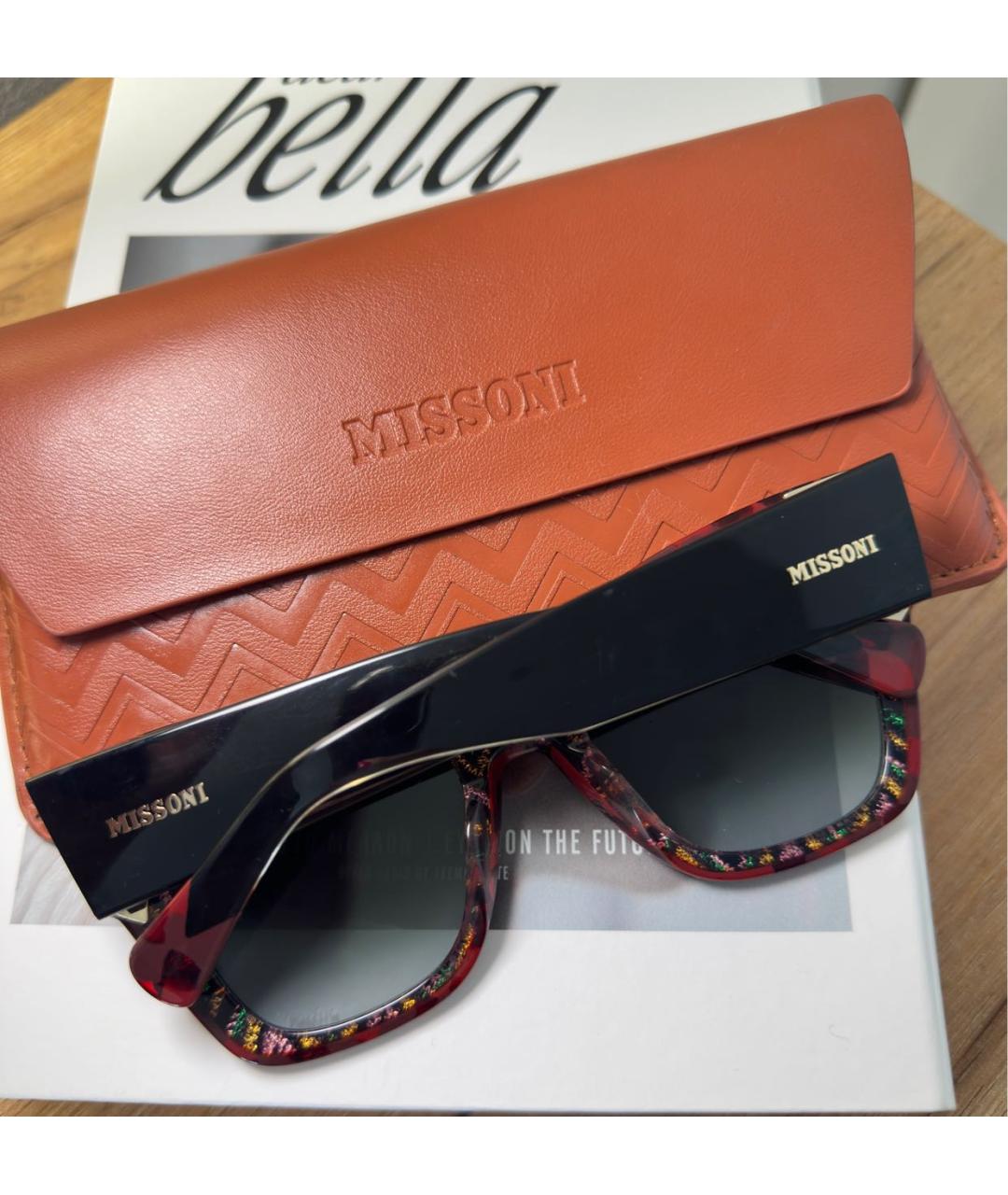 MISSONI Бордовые пластиковые солнцезащитные очки, фото 8