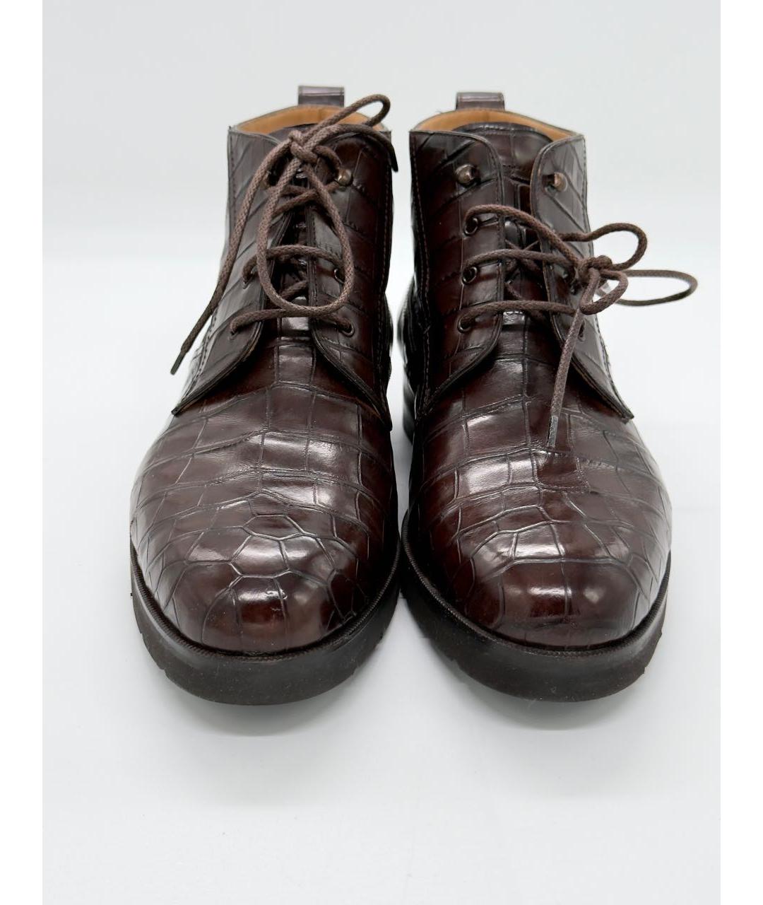 BERLUTI Коричневые высокие ботинки из экзотической кожи, фото 7