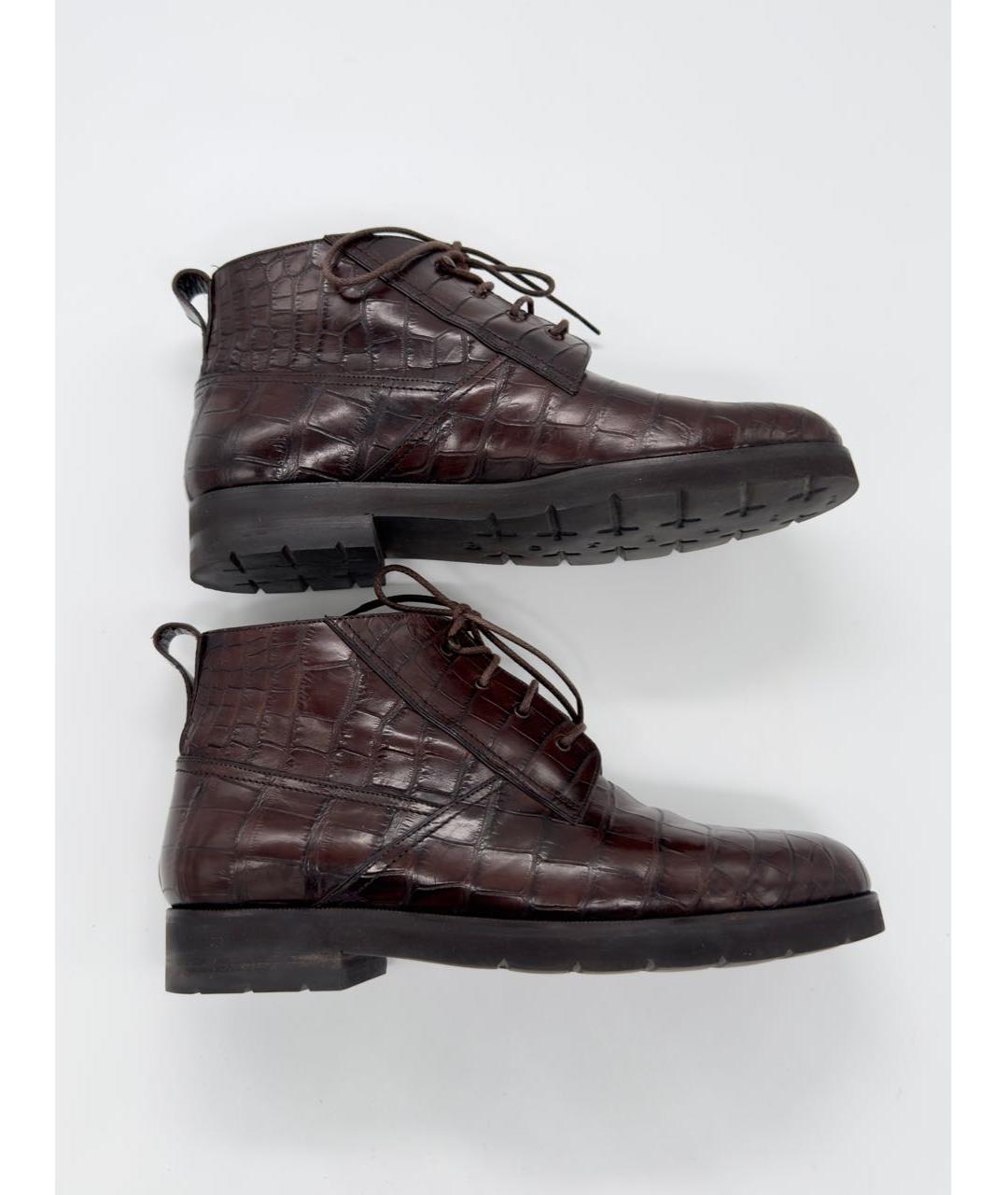 BERLUTI Коричневые высокие ботинки из экзотической кожи, фото 9