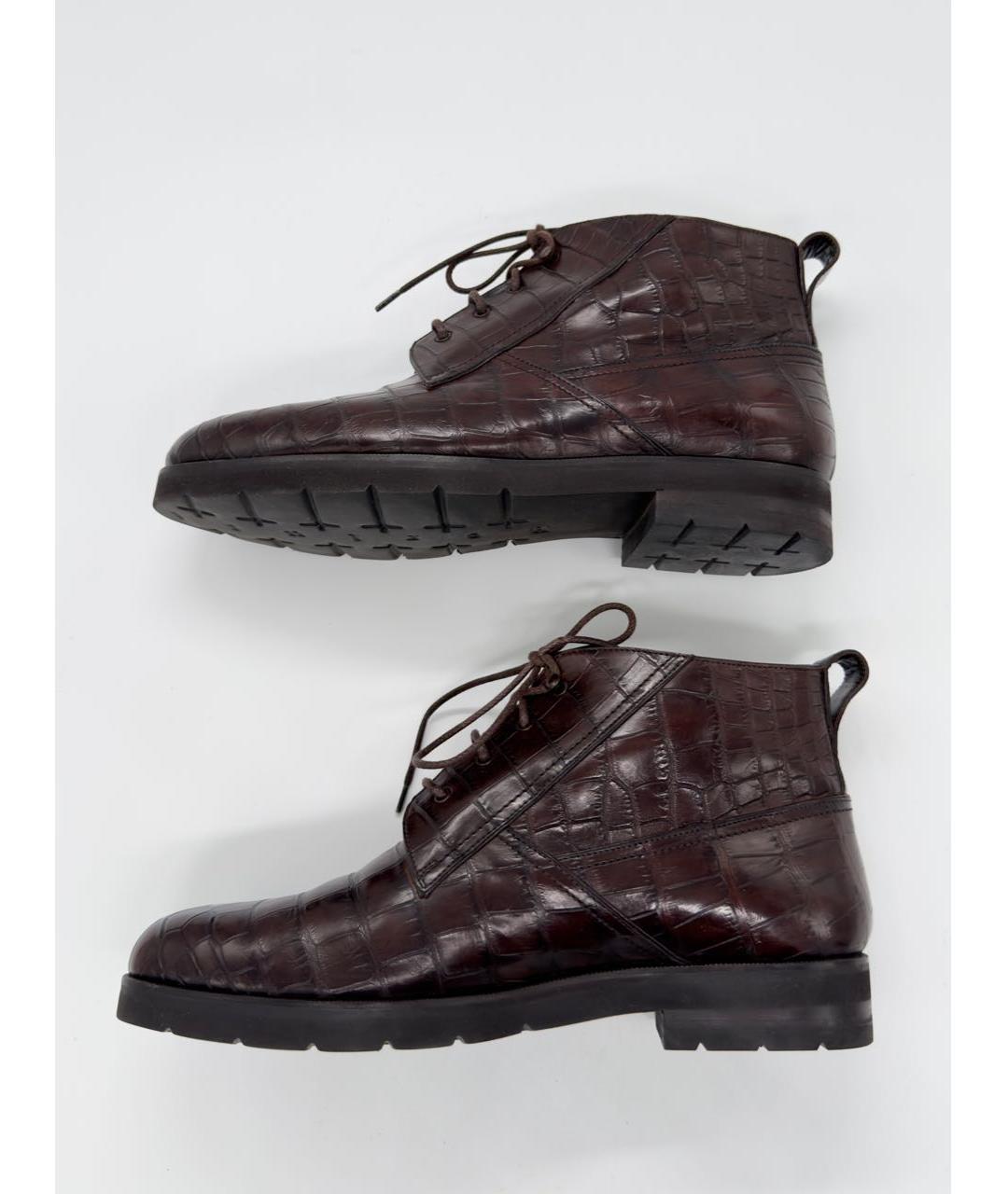 BERLUTI Коричневые высокие ботинки из экзотической кожи, фото 4