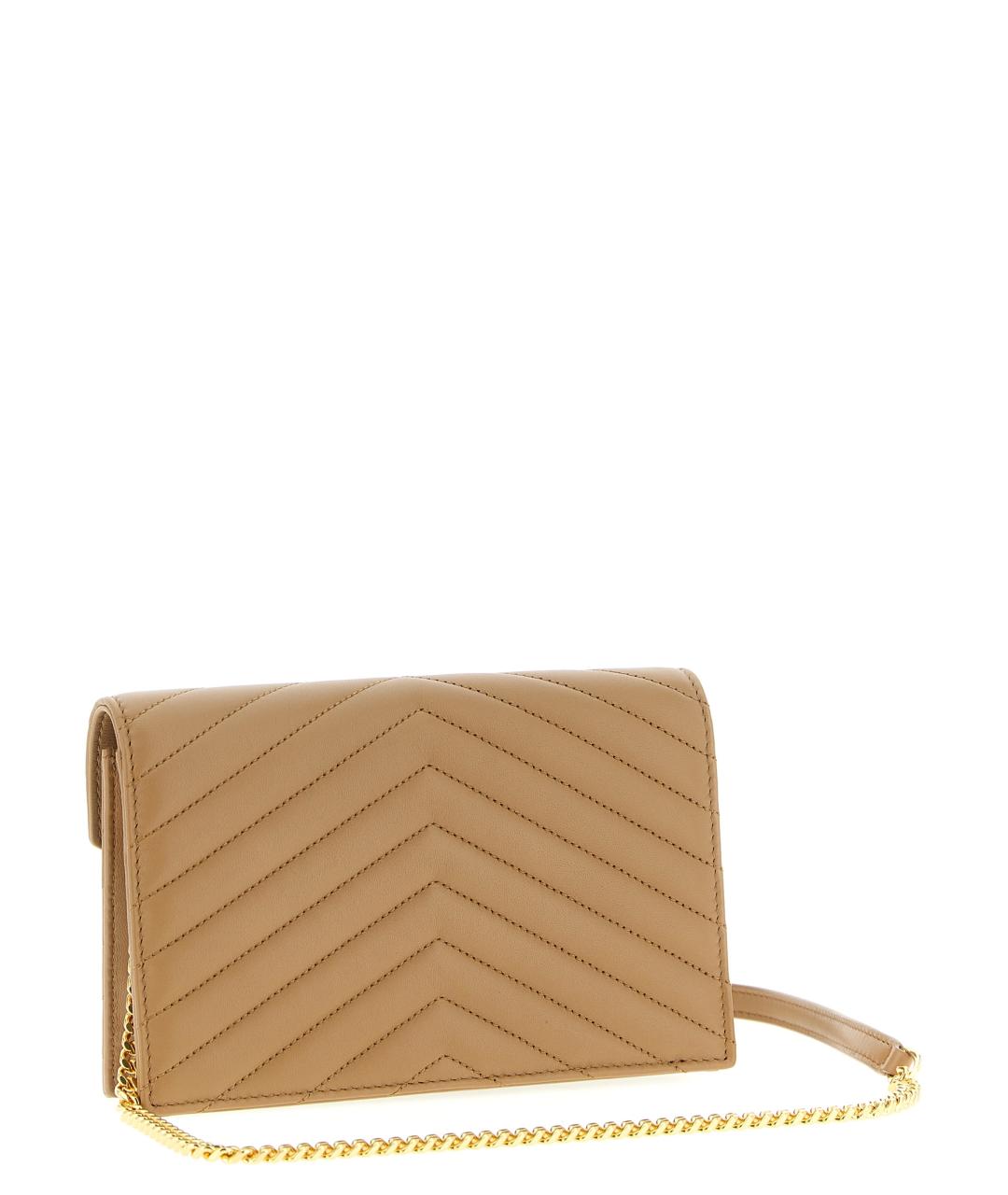 SAINT LAURENT Бежевый кожаный кошелек, фото 2