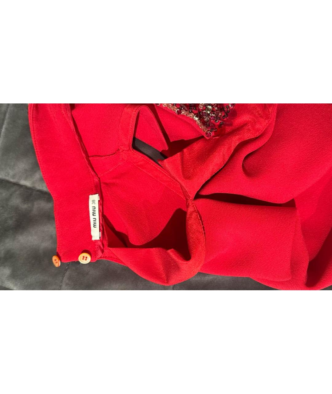 MIU MIU Красное вискозное коктейльное платье, фото 3