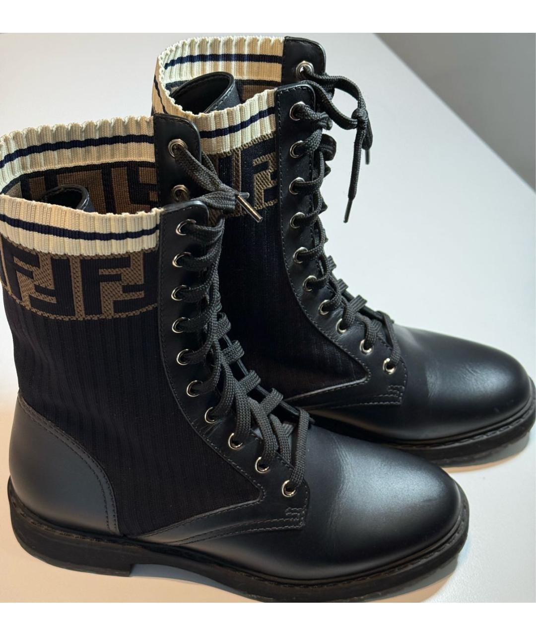 FENDI Черные кожаные ботинки, фото 2