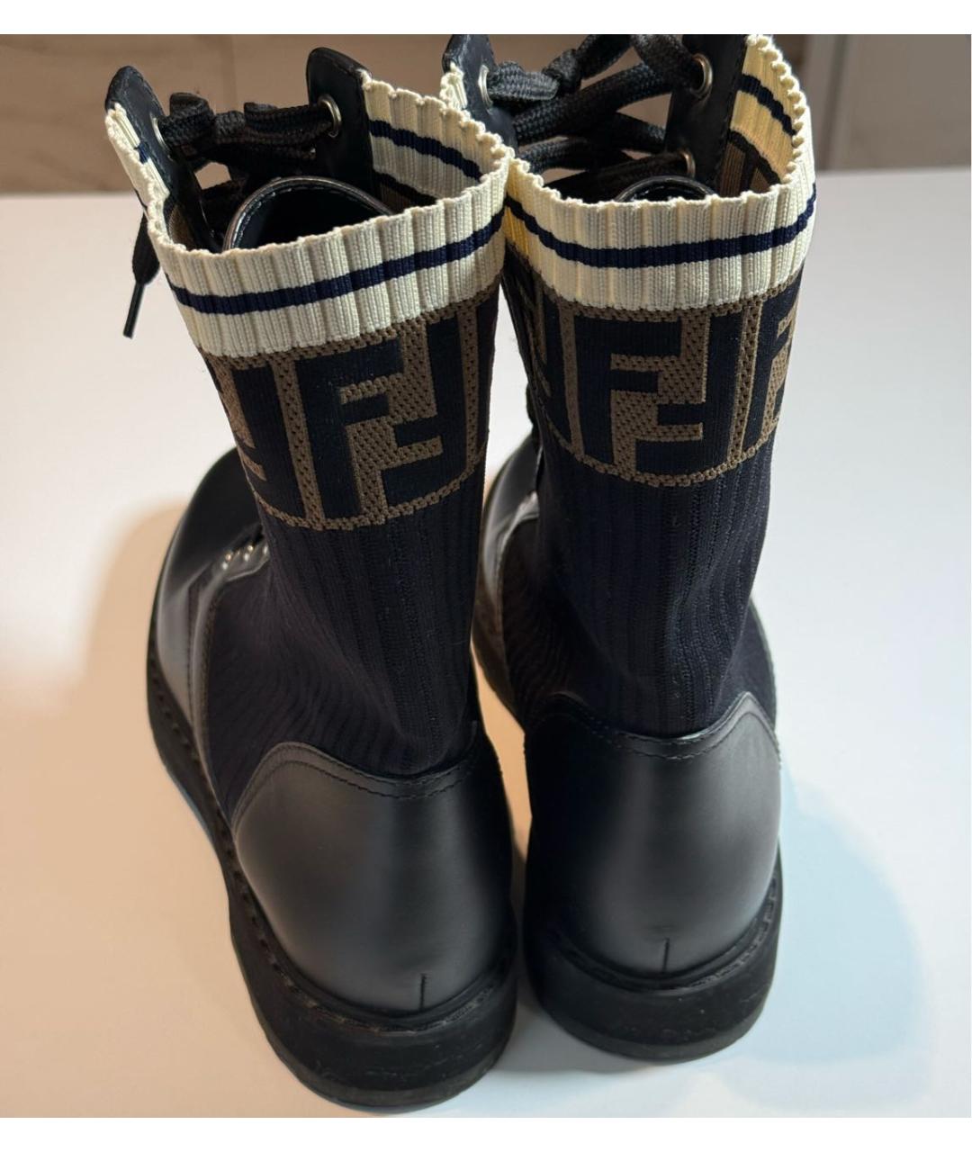 FENDI Черные кожаные ботинки, фото 4